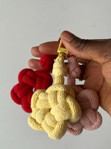 Porte-clés fleur noué + breloque de sac, paracorde confortable-cordon en coton coloré - Product Image 2