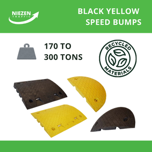 Bumps de velocidad de goma, Unidad de Control DE VELOCIDAD DE CARRETERA reciclada negra y amarilla, 170 a 300 toneladas, 4 ojos de gato, vehículo de tráfico de PVC - Product Image 2