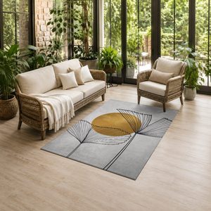 Tapis de salon en chenille antidérapant, imprimé numériquement, style moderne vintage, couleur terre cuite dorée, lavable en machine, vente en gros, modèle LXDP-0168 de RUGS DEPOT - Product Image 6