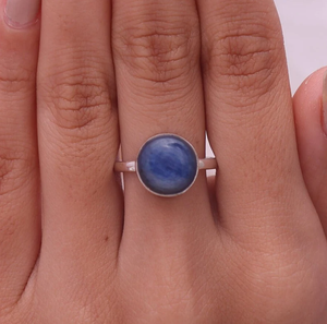 Anillo de cianita natural Anillo de Plata de Ley 925 sólida para mujer Suministro de joyería a granel Anillo de cabujones de cianita - Product Image 5