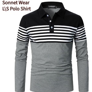 Y \ D Polo de manga larga de alta calidad para hombre 100% algodón - Product Image 2