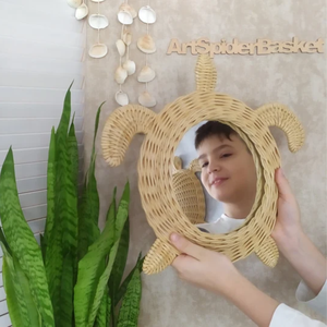 Handwicker mây tự nhiên ven biển biển rùa tường gương gương trang trí nội thất tường phòng khách giá bán buôn từ Việt Nam - Product Image 3
