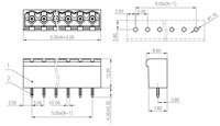 Bloque de terminales de cobre modular enchufable de 5.0/5.08 mm, conector macho para PCB |   300V 15A Nominal |   Conexiones de Cable Compatibles