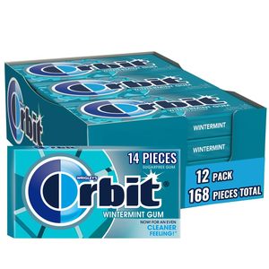 Chewing-gum sans sucre ORBIT Wintermint, emballé individuellement, boîte en vrac, 12 paquets de 14 pièces (168 pièces au total) - Product Image 1
