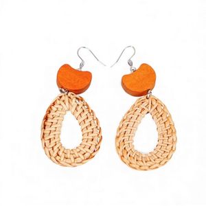 Rattan Earring Handmade Natural Woven <b>Jewelry</b> <b>Inspired</b> by Traditional Craft from Vietnam - Product Image 2