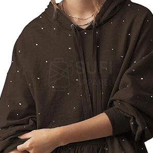 Sudaderas Glamurosas de Punto con Pedrería para Mujer, con Logotipo Frontal, Modernas, 100% Algodón, Ecológicas y Transpirables - Product Image 4