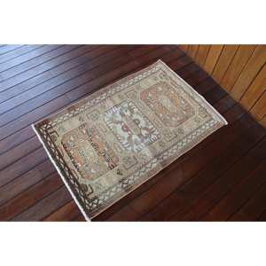 Tapis turc vintage, petit tapis de 2,2x3,3 pieds, tapis marron à motifs floraux - Product Image 2
