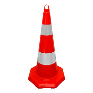 Cône de signalisation en PVC de 70 cm avec double bande réfléchissante, barrière de sécurité en PU léger pour la sécurité routière et la circulation - Product Image 1