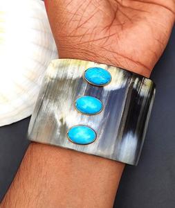 Wholesale Best Quality Romantic Buffalo Horn Cuff Bangle Set Fashion Imitation Pearl Jewelry for <b>Wedding</b> at Price From India - Product Image 6