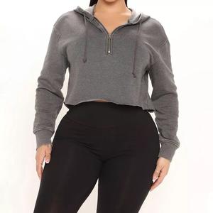 GAF Ins Hot Stand Collar media cremallera pulóver sudaderas con cordón ajustado suelto Casual mujeres gimnasio Fitness Yoga deporte Tops - Product Image 6