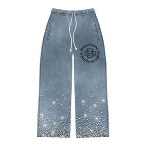Pantalon de survêtement avec strass, jambe large, ample, à taille et à cordon personnalisé, pantalon de survêtement à imprimé acide pour hommes - Product Image 6