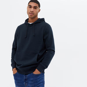 Haute qualité 100% noir coton pull à capuche pour hommes impression personnalisée solide motif sweat hiver thermique polaire matériel - Product Image 6