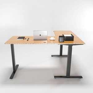 FlexiBamboo FB009 Electric <b>Adjustable</b> 3-Legged <b>Table</b> 3 Joints Modern Contemporary Design Pressed Bamboo Wood for Bedroom Use - Product Image 3