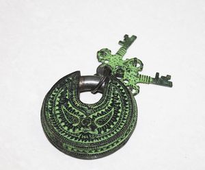 Heavy Duty Brass Padlock Small Luggage Safety Waterproof <b>Lock</b> with Master Key Engraved Shankh Black Brass Padlock - Product Image 2