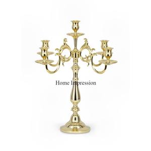 Couleur argent brillant poli métal décoratif 5 bras verre Transparent miroir bougeoirs mariage décoration candélabres - Product Image 6