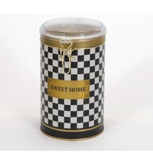 1.1L Checkerboard caja redonda de lata Ø 105x150mm con cierre de alambre y tapa transparente Categoría de producto Cestas de metal - Product Image 2