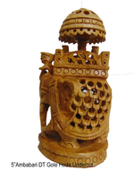 Figurine d'éléphant royal indien sculptée à la main et polie, sculpture d'éléphant traditionnelle, décoration murale artisanale en bois Howdah