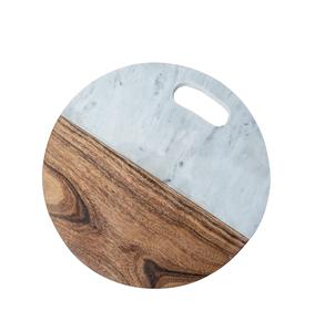 Utensilios de cocina para el hogar Uso diario Producto excelente Tabla de cortar de madera y mármol El mejor mármol blanco pulido y color madera natural - Product Image 3