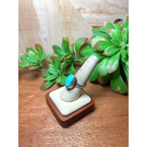 Scott Skeets Kingman Turquoise & Platinum Sterling Silver <b>Adjustable</b> Boho <b>Ring</b> High Grade Gemstone Smooth Cut for Everyday Wear - Product Image 3