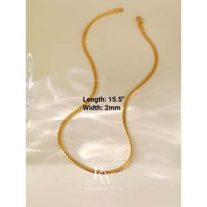 Collana Girocollo a Catena Sottile Intrecciata a Spina di Pesce da 2mm in Oro con Perla, Catena Impermeabile Placcata Oro - Product Image 3