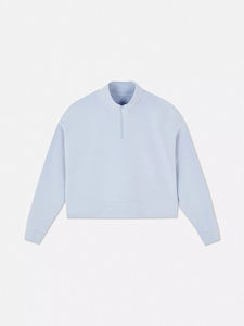 Sweat-shirt à demi-zip surdimensionné avec logo personnalisé, nouveau design, épaules tombantes, pour femmes, respirant, léger, service OEM - Product Image 6