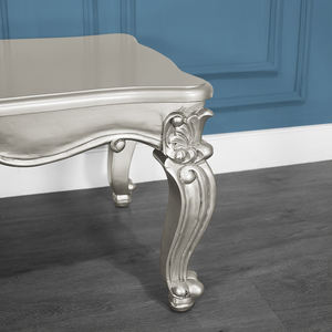 Table basse Lazarus en teck massif de haute qualité avec finition argentée pour usage intérieur. - Product Image 5