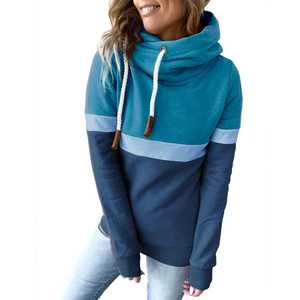 Moda mujer invierno otoño sudaderas con capucha jerseys casuales con cuello alto cuello con capucha tejido de punto - Product Image 6