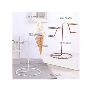 <b>Set</b> Of Two Different Size Ice <b>Cream</b> Stand In Iron Black And Gold Color Ice <b>Cream</b> Stand For Table Top Usage - Product Image 4