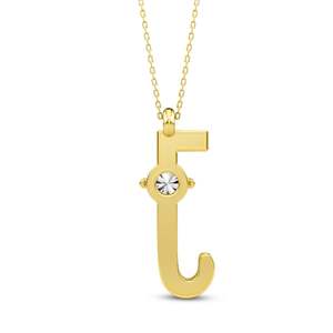 Alphabet <b>Initial</b> J Lab Grown Diamond Pendant 925 Sterling Silver 18KT Gold Plated Women's Necklace Jewelry Gift Fine Jewelry - Product Image 6