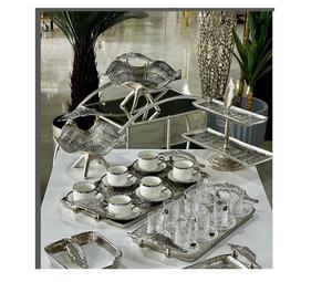 Indio debajo de los platos esmaltados Frontera de latón con patrón floral Cuencos de acero inoxidable Soportes de nivel y fabricante de platos - Product Image 3