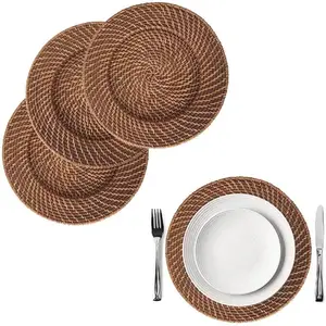 Amazon Bestseller Runde Rattan Ladegerät Tischset Tisch matte Form Bambus Esstisch Zubehör & Dekoration Made In Vietnam