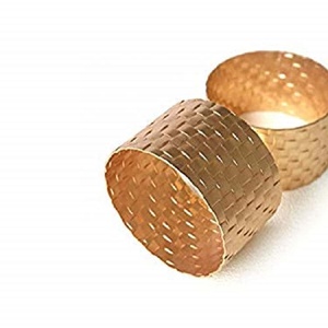 Anillos de servilleta de diseñador de forma redonda con cable Anillos de servilleta de oro Anillo de servilleta de uva en relieve antiguo - Product Image 4