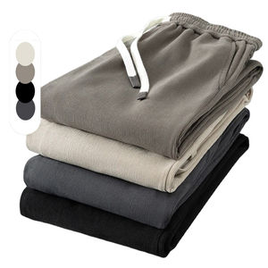 100% pantalons de survêtement en coton respirant léger Logo personnalisé mi droit meilleur prix pantalons pour hommes lavés - Product Image 1