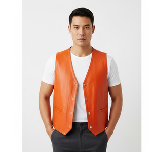 เสื้อกั๊กนักขี่มอเตอร์ไซค์หนังสังเคราะห์แขนกุดระบายอากาศอบอุ่นสำหรับฤดูหนาว - Product Image 1