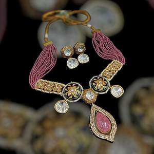 Designer <b>And</b> Trendy With Diamond <b>And</b> <b>Pearl</b> Look <b>Necklace</b> <b>Set</b> With Gold Plated With <b>Earrings</b> for Wedding Festival Wear For Women - Product Image 3