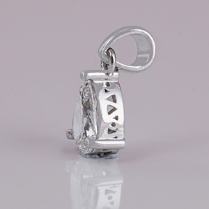 18KT ผู้หญิงสีขาวทึบจี้ทองลูกแพร์ลูกแพร์ CUR ห้องปฏิบัติการปลูกเพชรทุกโอกาสจี้ทองชุบทองน้อยที่สุดเครื่องประดับร่างกาย - Product Image 3