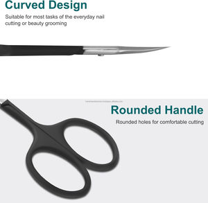 Ciseaux à cuticules professionnels en acier inoxydable noir, petits et courbés, style russe, pour éliminer les peaux mortes, soin des ongles - Product Image 2