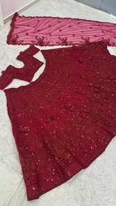 Lehenga con Dupatta para Mujer, Tela de Georgette Sintética, Bordado con Lentejuelas, Corte Ajustado, para Bodas Festivas de Verano, Uso en Todas las Temporadas - Product Image 2