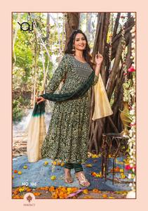 Impression dorée en Viscose de qualité Standard avec tissu approuvé Liva pour femmes Kurti avec dupata à vendre - Product Image 6