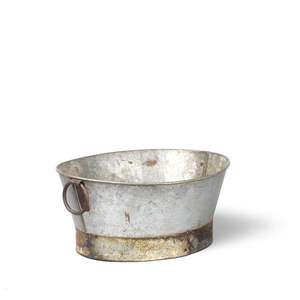 Jardinière ovale en acier galvanisé pour fleurs et jardin, jardinière en étain galvanisé, plante d'herbes en métal galvanisé vintage - Product Image 3