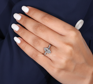 Bague de fiançailles en or blanc 14 carats, diamant de laboratoire taille marquise 1,14 carat, VVS2 F, certifiée IGI, plaquée rhodium, style ethnique - Product Image 6