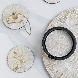 Posavasos de Nácar de Primera Calidad, Hechos a Mano, Estilo Bohemio, Ecológicos, para Mesas de Mármol, Madera y Vidrio, Precio al por Mayor - Product Image 1