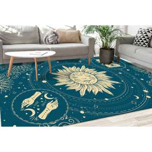 Alfombra con Diseño Boho de Sol y Luna: Alfombra Decorativa Antideslizante Estampada, Alfombra Suave No Tejida - Product Image 5