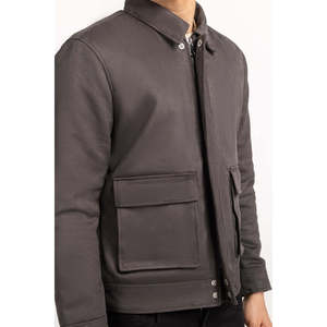 Chaqueta de lona para trabajo de otoño con cuello alto y cierre de cremallera, talla XL, acabada y recubierta, teñida lisa con acolchado. - Product Image 5
