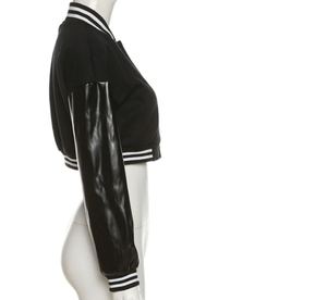 Chaqueta de cuero con cuello en V y hombros caídos personalizada de alta calidad para mujer, lona transpirable, estilo Varsity Letterman, tinte liso - Product Image 6