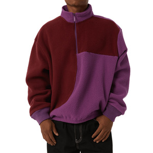 Sudadera de Forro Polar Sherpa Personalizada al por Mayor, con Cierre de Cremallera de un Cuarto, Bloques de Color, Media Cremallera, Cálida para Invierno, Estilo Urbano - Product Image 3