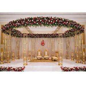 Mandap Modular de Malla para Bodas Contemporáneas, Precios al por Mayor, Chuppah Moderna de Metal Dorado en Tendencia, Fabricante, Venta en Nueva Jersey - Product Image 1