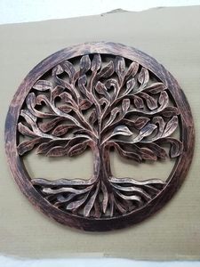 Panneau mural en bois Arbre de Vie - Finition cuivre vieilli - Idéal pour la décoration du salon, de la chambre, du couloir et du bureau - Product Image 2