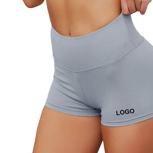 Pantalones cortos deportivos de cintura alta para mujer, diseño Simple, transpirables, ropa de entrenamiento físico, técnica lavada, venta al por mayor - Product Image 1