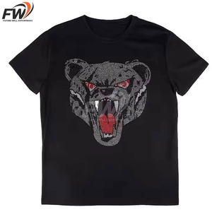 Camiseta de Diseño Único con Estampado de Pedrería para Hombre, Talla Grande, 100% Algodón, Corte Holgado, Ecológica, Transpirable y de Secado Rápido para Venta en Línea - Product Image 1